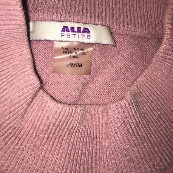 ALIA Rose Pink Quilted Knit Wool Mock Neck Sweater - Picture 6 of 8